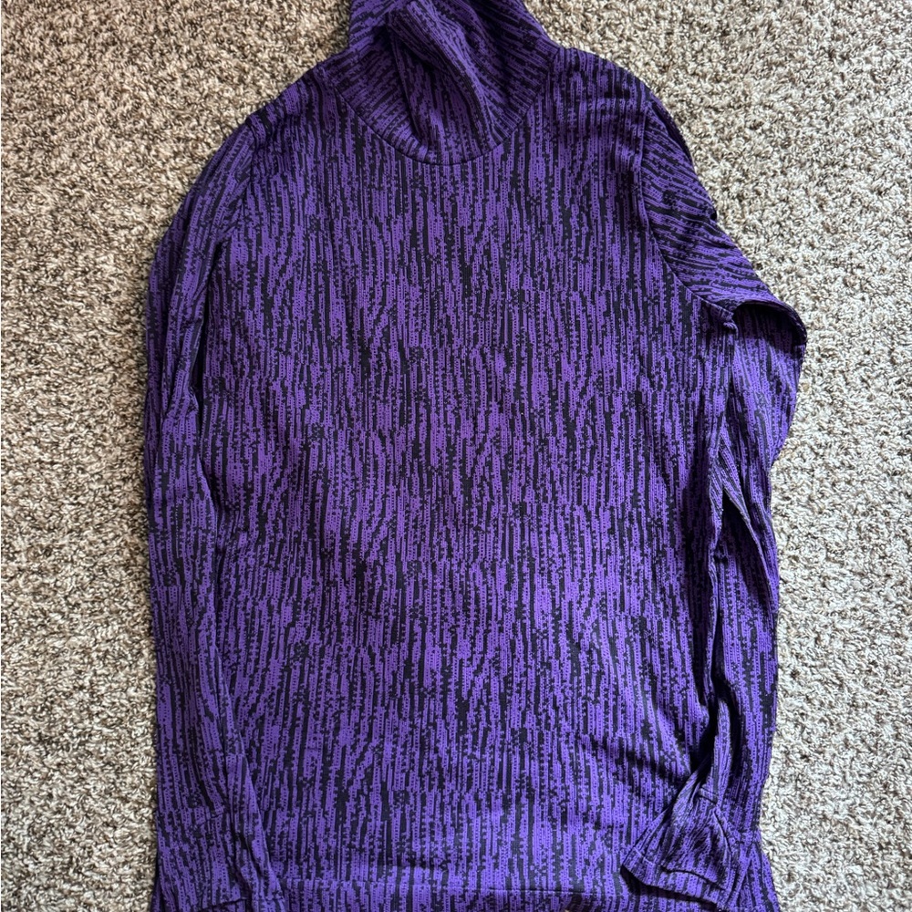 Purple and Black Patterned Turtleneck Top